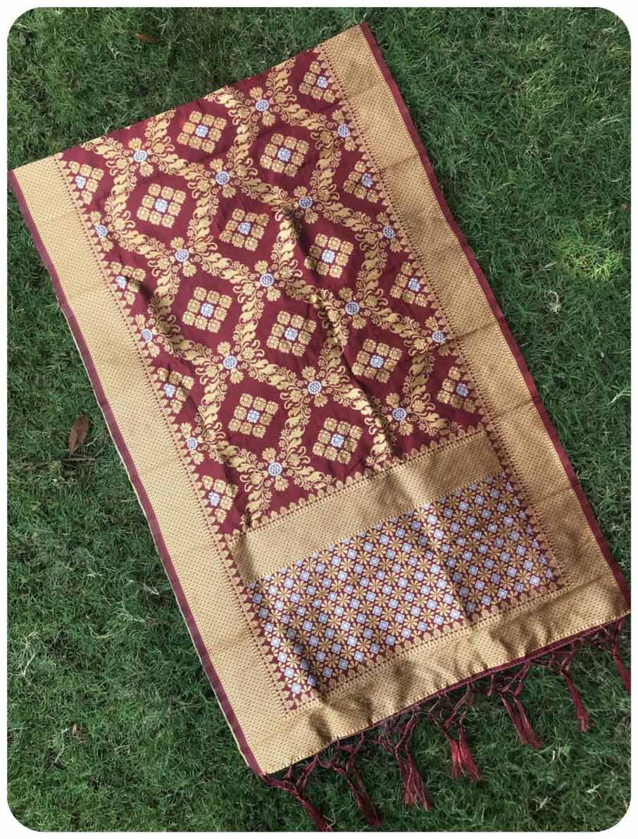 Golden Silver Thread Silk Dupatta Leading Supplier Golden Silver Thread Silk Dupatta Leading Supplier